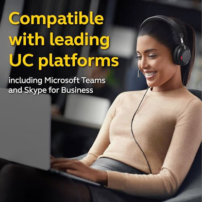 Jabra Evolve2 40 UC Wired Headphones, USB-A, Stereo, Black – Telework Headset for Calls and Music, Enhanced All-Day Comfort, Passive Noise Cancelling Headphones, UC-Optimized with USB-A Connection - size: Unified Communications, style: Stereo (USB-A)