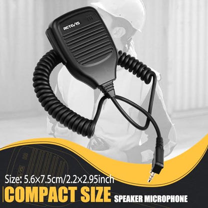 Retevis Walkie Talkie Shoulder Speaker Microphone, 2 Pin,1 Pack | for RT22/RT68/H777/RT68H/RT22S, Compatible with BAOFENG UV-5R/888S,Kenwood Radio, Rotatable Clip, Kevlar Cable, Portability
