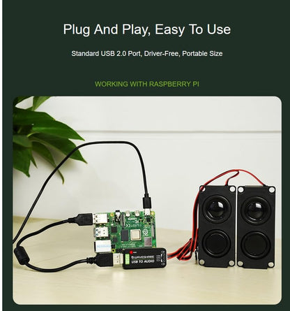 USB Sound Card with 8Ω 5W Speaker for Raspberry Pi/Jetson Nano