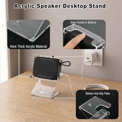 Desktop Speaker Stand Compatible with JBL Go 5/Go 4/Go 3 Speaker, Acrylic Speaker Holder Tabletop Stand Mount Anti-Slip Base Display Shelf, 1 Pack (Transparent) - color: Transparent