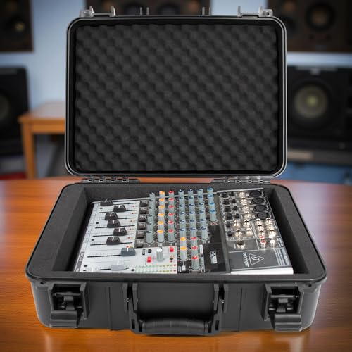 CASEMATIX 16" Hard Audio Mixer Case Compatible with Behringer Xenyx 1002SFX 1202SFX Q1002USB 802S Q1202USB 1202FX 1204USB X1204USB – Protective Travel Case Fits 14.5" x 10.5" x 4.5" Mixers