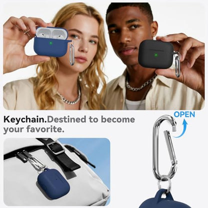 Ljusmicker for AirPods Pro 3 Case 2025 with Cleaner Kit,Midnight Blue | Soft Silicone Protective Cover for Apple AirPod Pro 3rd Generation Case with Keychain for Women Men,Shockproof - color: B-Midnight Blue