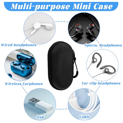 Mini-Portable Case for Earphone Protective Hard Shell Travel Carrying Case Bag with Dual Zipper and Hook for Wired Ear Buds, MP3 Players, Keys, Coins, EVA Headphone Storage Bag