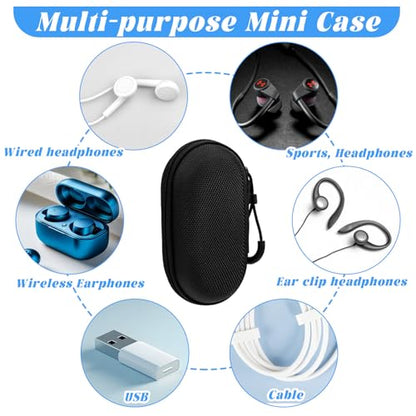 Mini-Portable Case for Earphone Protective Hard Shell Travel Carrying Case Bag with Dual Zipper and Hook for Wired Ear Buds, MP3 Players, Keys, Coins, EVA Headphone Storage Bag