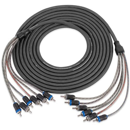 NVX® XIV65 16.4 ft (5 Meter) Oxygen Free Copper 5/6-Channel Twisted Pair V-Series Car Audio RCA Audio Interconnect Cable with Shielded Noise Reduction and Split-tip Silver-Plated Ends | Oxygen Free Copper Twisted Pair V-Series with Shielded Noise Reductio