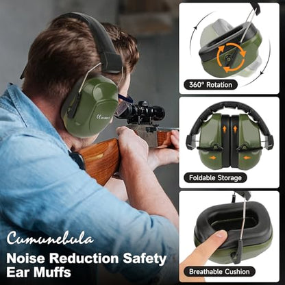 Noise Reduction Ear Protection Ear Muffs, Shooting Ear Protection, SNR 28dB Noise Cancelling Headphones for Adults Kids Autism, Hearing Protection for Shooting,Gun Range,Mowing - color: Army Green