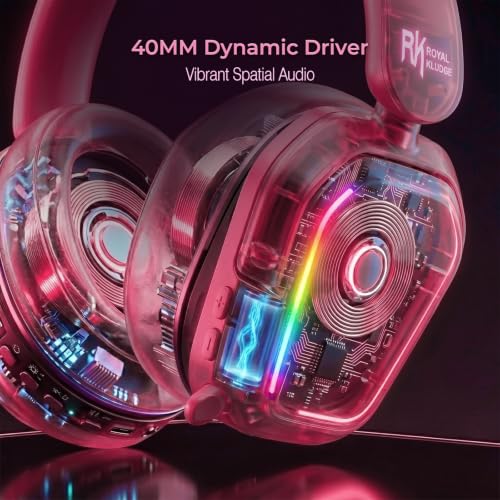 RK ROYAL KLUDGE HG101 V2 Wireless Gaming Headset, 2.4G/Bluetooth 6.0/3.5mm Wired Headphones, 7.1 Surround Sound, 40mm Drivers, Memory Foam Cushions, Works with Xbox, PS4/5, PC, Switch, Berry Red - color: Red