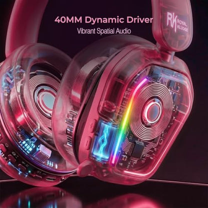 RK ROYAL KLUDGE HG101 V2 Wireless Gaming Headset, 2.4G/Bluetooth 6.0/3.5mm Wired Headphones, 7.1 Surround Sound, 40mm Drivers, Memory Foam Cushions, Works with Xbox, PS4/5, PC, Switch, Berry Red - color: Red