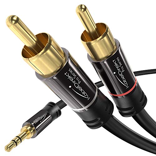 KabelDirekt – RCA to Jack 3.5mm Adapter Cable – 25ft | Aux/3.5mm to 2x RCA for smartphone, tablet, home theater, soundbar, TV, notebook, MP3 - size: 25 feet