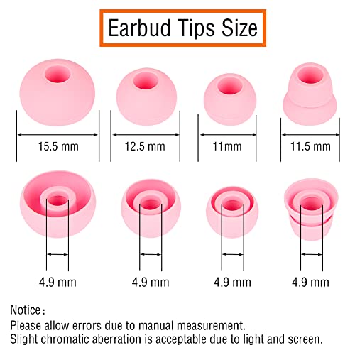 4 Pairs Silicone Earbud Tips Replacement Earbuds Cap Ear Tips Compatible with Powerbeats 1/2/3 Wireless Beats by Dre Headphones,(Pink) - color: Pink