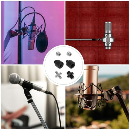 Ciieeo 6pcs Microphone Mount Adapter Screw Set, Metal Threaded Mic Stand Converters for Desk and Tripod Use, Compatible with 1/4" to 3/8" Male/Female Threads, Microphone and Recording