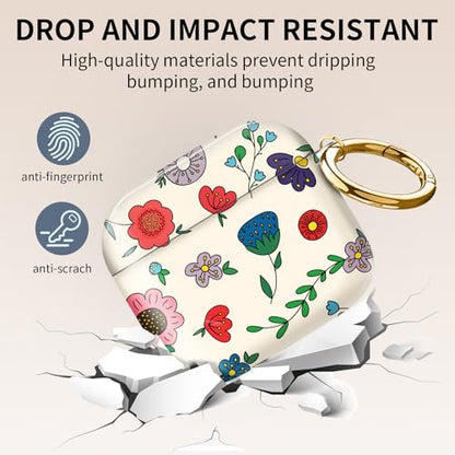 Compatible with AirPods 4th Generation Case 2024, Shockproof Cover with Golden Buckle for Women & Girls, Protective Anti-Drop Design(Cute Cartoon Flower) - color: Cute Cartoon Flower