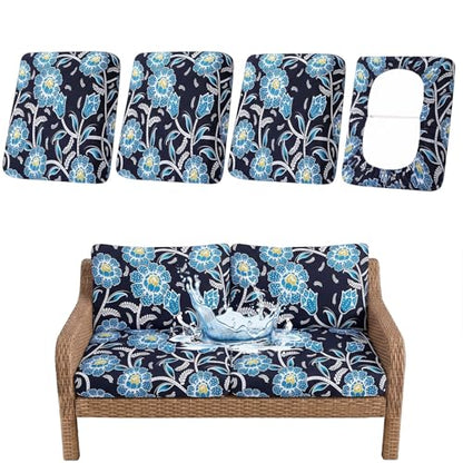 Waterproof Outdoor Cushion Covers, Stretch Patio Slipcovers | UV Resistant Coating, Stretch Fabric, Waterproof Protection, Replacement Covers, Fits Patio Furniture Cushions (4 Pieces) - color: Bluebell, size: 4PCS