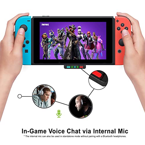 Bluetooth Audio Adapter with USB-C, Built-in mic, for Nintendo Switch, PS4, PS5, PC, Supports Headphones mic, aptX Low Latency, Dual Headphones, in-Game Voice Chat - color: Blue & Red