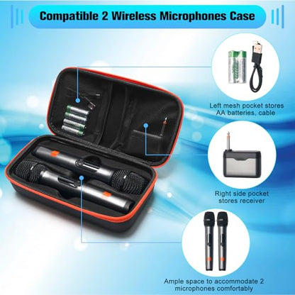Wireless Microphone Case for 2 JBL Mics, EVA Travel Case | Stores Receivers, Cable and AA Batteries for Party and Karaoke Use