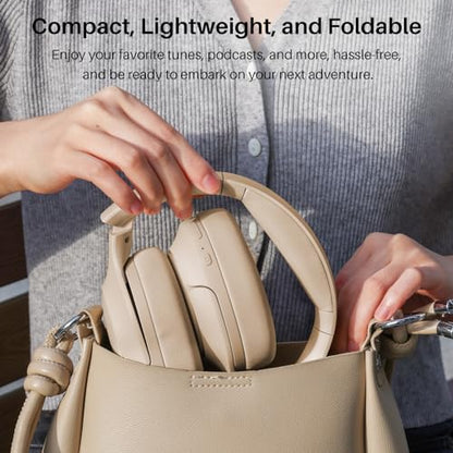 TOZO Hybrid Active Noise Cancelling Headphones, Hi Res Audio | Wireless Over Ear Bluetooth Headset, 60H Playtime, Custom EQ via App Deep Bass Comfort Fit Ear Cups, for Home Office Travel - color: Khaki
