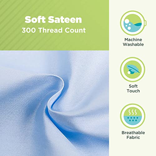 Cotton Neck Roll Pillowcase - Hypoallergenic and Smooth Natural Fabric Pillow Protector - Soft and Breathable Sateen Weave Pillow Cover with Enclosed Sleeve Design - Made in USA - Blue, 4" x 12" - color: Blue (Sateen Weave), size: 4" x 12"