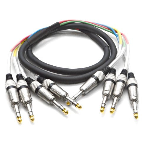 4 Channel 1/4" TRS Snake Cable - 5 Feet Long - Serviceable Ends - Pro Audio Effects Snake for Live Live, Recording, Studios, and Gigs - Patch, Amp, Mixer, Audio Interface 5' - size: 5 Foot - 4 Channel