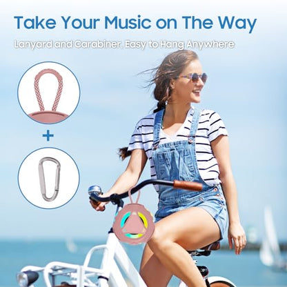 Bluetooth Shower Speake Waterproof，Portable Outdoor Bluetooth Speake with RGB Lights，IPX67 Floating，Built-in Mic，24Hrs Playtime，True Wireless Stereo，Gifts for Teens Boy Girls Women Men - Pink - color: Pink