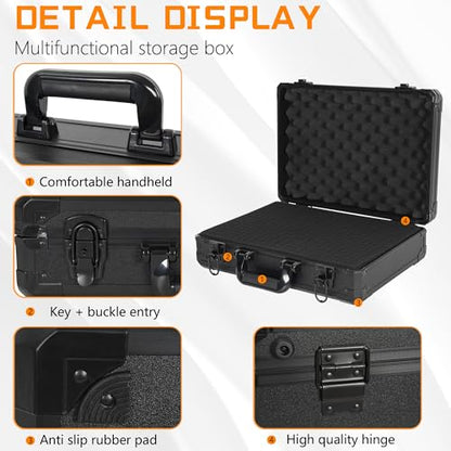 15 Inch Hard Carrying Storage Case | Ideal for Microphone & Camera Gear Transportation, DJ Mixer Case with Customizable Pre-Diced Foam, 15 X 11 X 4.3 Inch, Black - size: Inner：14.5''X 10.5 X 5.5''