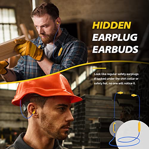 MIPEACE Bluetooth Work Earplugs Headphone,Wireless in-Ear Noise Isolating Earbuds,29dB Noise Reduction Headphone with Control,19+ Hours Battery for Lawn Mowing Safety Industrial Construction(Yellow) - color: Yellow
