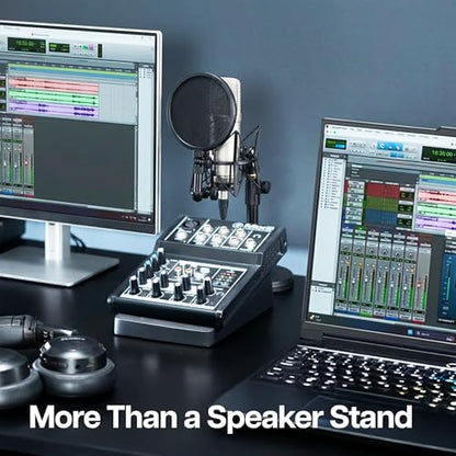 VIVO Medium 5 x 8 inch Desktop Speaker Stands, Desk Studio Wedge with 15° Tilt Design, Audio Stand Riser for Bookshelf Speakers, Anti-Vibration, Set of Two, Black, STAND-SP2A-M - size: 5 x 8 inch