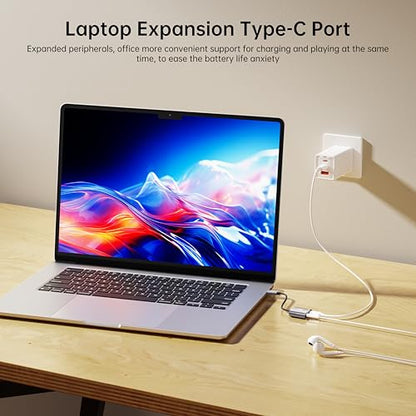 USB‑C to 3.5 mm Headphone & Charger Adapter – 60 W PD Fast Charging, Hi‑Res DAC, Call‑Ready, Compact Aluminium Splitter for Phone/Android/Tablet
