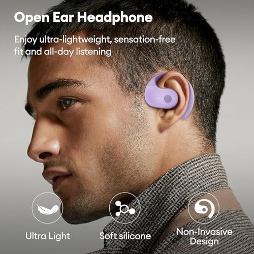 PAXA T26 Pro Open Ear Earbuds Running Headphones Over The Ear Earbuds | Lightweight Ear Buds OWS Wireless Bluetooth Hook Design Ipx4 Water Resistant,Touch Control for Sport,Workout,Running,Purple