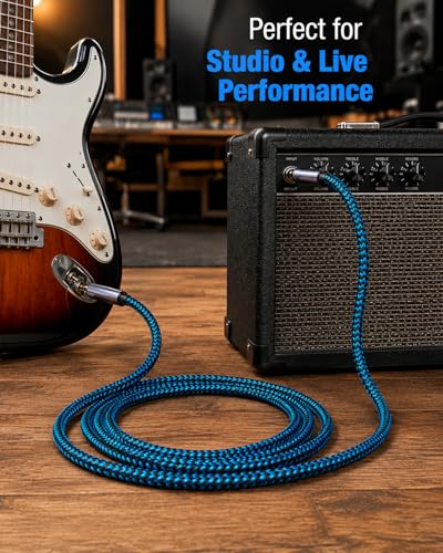 1/8 to 1/4 Stereo Audio Cable, 3.5mm to 6.35mm TRS Male Nylon Braided Cord for Guitar, Keyboard, Amplifier, Mixer, Home Theater 6.6FT - size: 6.6ft
