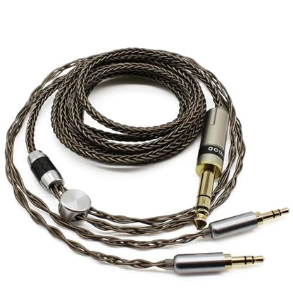 Youkamoo Silver Plated Braided Replacement Audio Upgrade Cable Compatible with Hifiman HE4XX, HE-400i Headphones, 6.35mm to Dual 3.5mm Over-Ear Headphone Cord