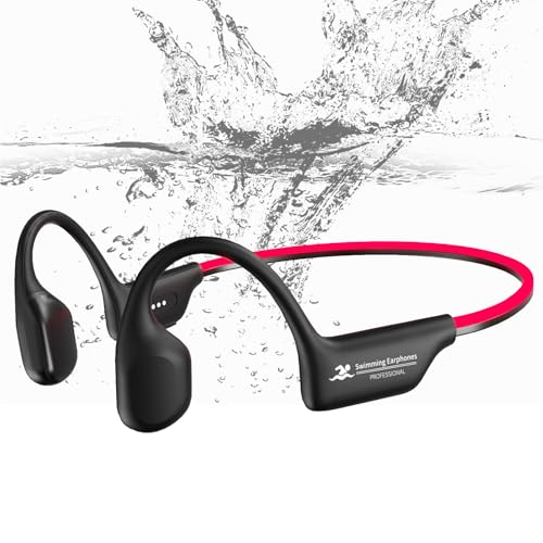 Swimming Headphones, Night Running Bone Conduction Earphones with 6 color LED Strip, Bluetooth 5.4 & IP68 Waterproof/32G MP3 Memory/8H Playtime Wireless Open-Ear Headphones for Swim Cycling Marathon