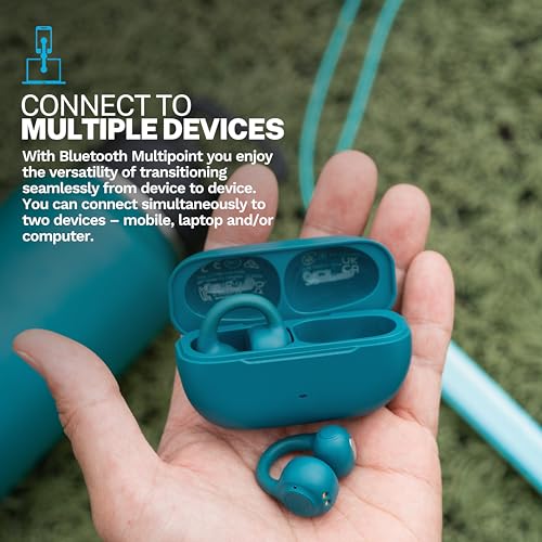JLab, Flex, Open Ear Earbuds, Clip On Wireless Bluetooth Earbuds, Open Ear Headphones, Teal - color: Teal
