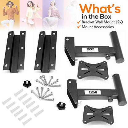 Pyle 90°-30° Angle, Tilt, Rotation Adjustment & Solid-Steel Pin Serves as Safety-Stop Mount Speaker Bracket Stands-Dual Universal Adjustable w/ 12.5'' Distance from Wall (PSTNDW15) - style: Mount