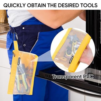 TICONN Tool Pouch, 1680D Oxford Small Tool Bag, Tool Pouches with Zipper, Clear Utility Bag Zipper Pouch for Tool Organizers and Storage (3PK Combo) - size: Clear, 3 Pack Combo