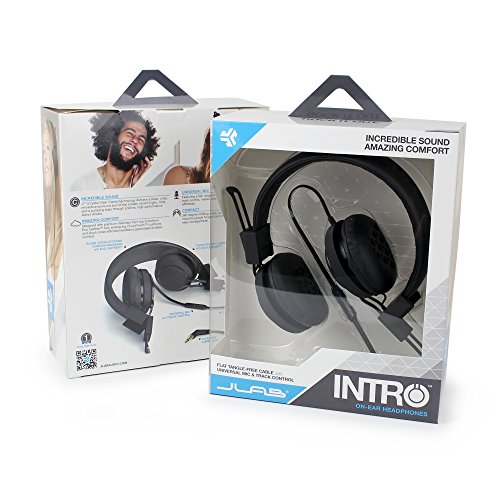 JLAB Audio Intro Premium On-Ear Headphones, with Universal Mic (Black)