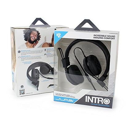 JLAB Audio Intro Premium On-Ear Headphones, with Universal Mic (Black)