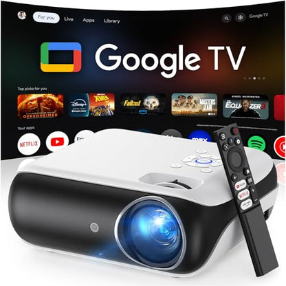 Official Licensed Google TV - HAPPRUN 4K Supported Outdoor Smart Projector | Google TV • 10K+ Apps • 4K Decoding • Dolby & AirPlay • Wi-Fi & Bluetooth • Outdoor Ready • Plug & Play • PS5 Compatible - style: Official Licensed Google TV