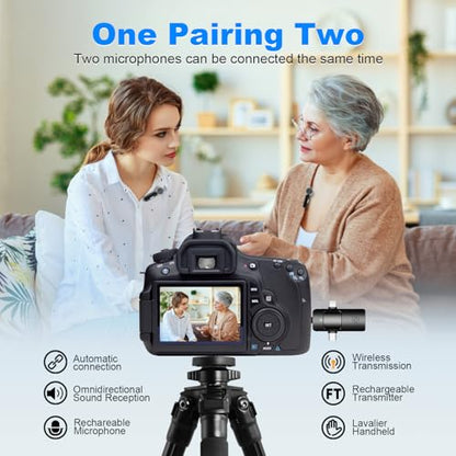Weton 4 in 1 Wireless Lavalier Microphones for iPhone, Android, Camera, Laptop, USB-C, Mini Microphone, Noise Canceling Lapel Mic - Clip on Mic for Interview Video Recording Podcast Vlog YouTube