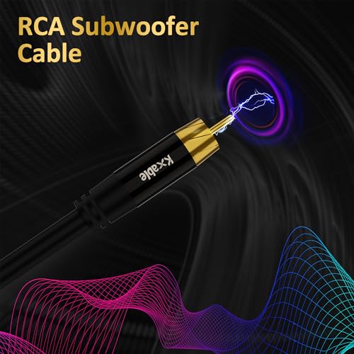 Kxable Subwoofer Cable RCA to RCA Audio Cable 50FT, Digital Coaxial Audio Cable, Premium S/PDIF RCA Cord for Home Theater, HDTV, Subwoofer, Hi-Fi System, Amplifier, Tinned Copper, Double Shielded - size: 50 FT