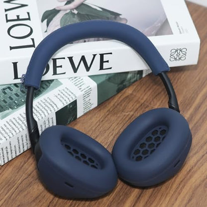 Adhiper XM6 Sweat Covers Accessories for Sony WH-1000XM6 - Dark Blue | Soft Silicone Case, 2-in-1 Headphone Cover with Earpad Covers & Headband Cover, Sweatproof & Easy to Clean & Secure Fit - color: Dark Blue