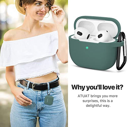 Compatible with AirPods 3 Case, Protective Silicone Cover for AirPods 3rd Generation Case 2021, Wireless Charging - Grey Green - color: A-Grey Green