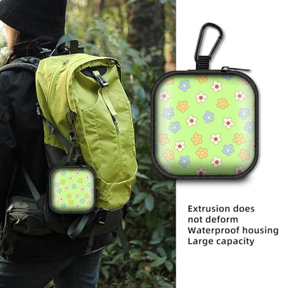 Square Data Cable Earbud Charger Coin Storage Bag Shockproof and Drop-Proof EVA Material Compatible with AirPod(Cute Flowers) - color: cute Flowers