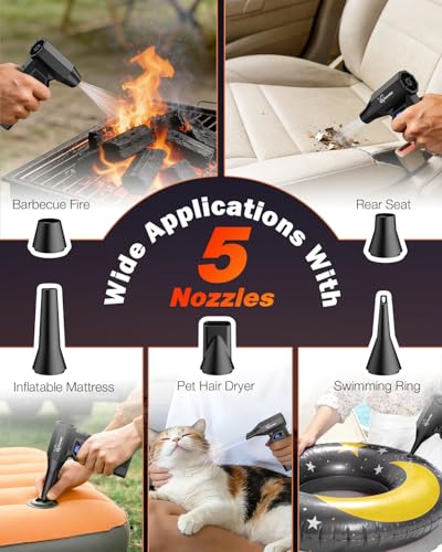 DreamBee Compressed Air Duster, 150000RPM Super Power Electric Air Duster with LED Display, 4-Gear Rechargeable Air Blower with LED Light, Cordless Turbo Fan for Computer, Keyboard, Car, Home, Outdoor