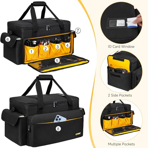 DJ Equipment Bag with 5 Detachable Dividers,DJ Cable File Bag with Laptop and Microphone Slots,Travel Dj Gig Organizer Bags for DJ Gear,Musicians, Professional and Dj Accessories( 18.5"×11.5"×11") - size: S( 18.5"×11.5"×11")