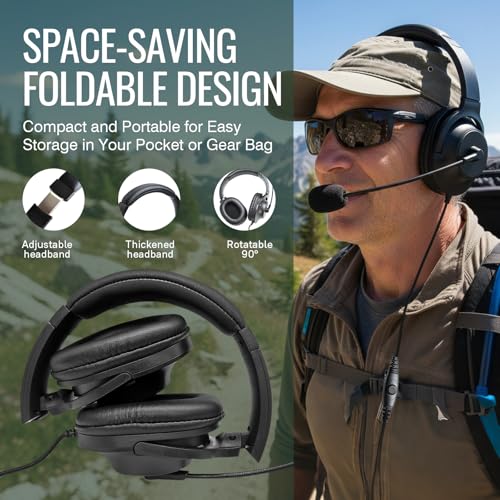 Single Side Noise Cancelling Headset Overhead Radio Headphone with Boom Mic PTT for Kenwood 2 Pin for Baofeng UV-5R AR-152 UV-82HP BF-F8HP BF-888S Archsell AR-5 Retevis RT17 RT21 RT27