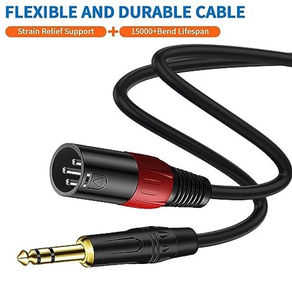 LanSenSu XLR to 1/4 TRS Stereo Adapter,XLR Male to 1/4 Inch (6.35mm) Stereo Balanced Microphone Stereo Audio Converter AdapterCable 2Pack(6.35mm to XLR Male-10ft) - size: 6.35mm to XLR Male-10ft