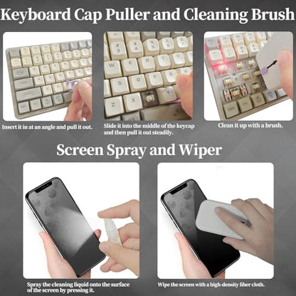 Laptop Computer PC Gaming Keyboard Cleaner Kit with Earbud Cleaning Pen, Hatstart Phone Tablet Touch Screen Mist Spray Device Clean Tool for iPhone iPad Airpod MacBook Pro, Cool Gadgets Gifts for Men - color: Purple
