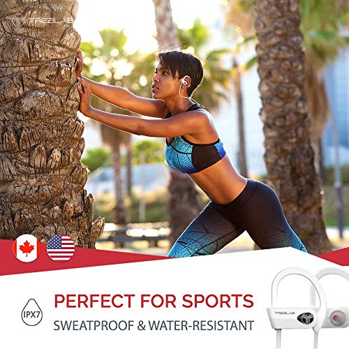 TREBLAB XR500 Bluetooth Running Headphones, IPX7 Waterproof | Noise Cancelling, Secure-Fit, Wireless Sport Earbuds with Mic