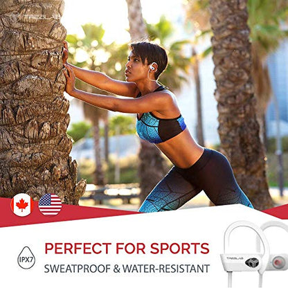 TREBLAB XR500 Bluetooth Running Headphones, IPX7 Waterproof | Noise Cancelling, Secure-Fit, Wireless Sport Earbuds with Mic