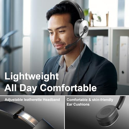 Wantek USB Headset with Microphone, Noise Cancelling Computer Headset - color: Brown